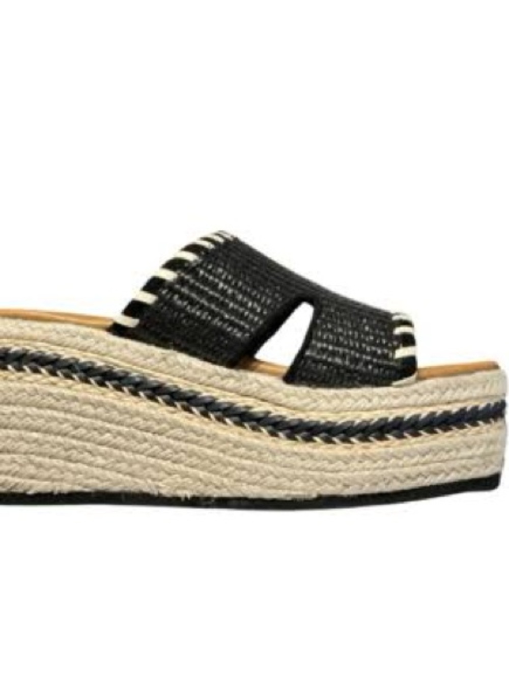 Woven Black Platform Slide Sandals - Picture 3 of 4